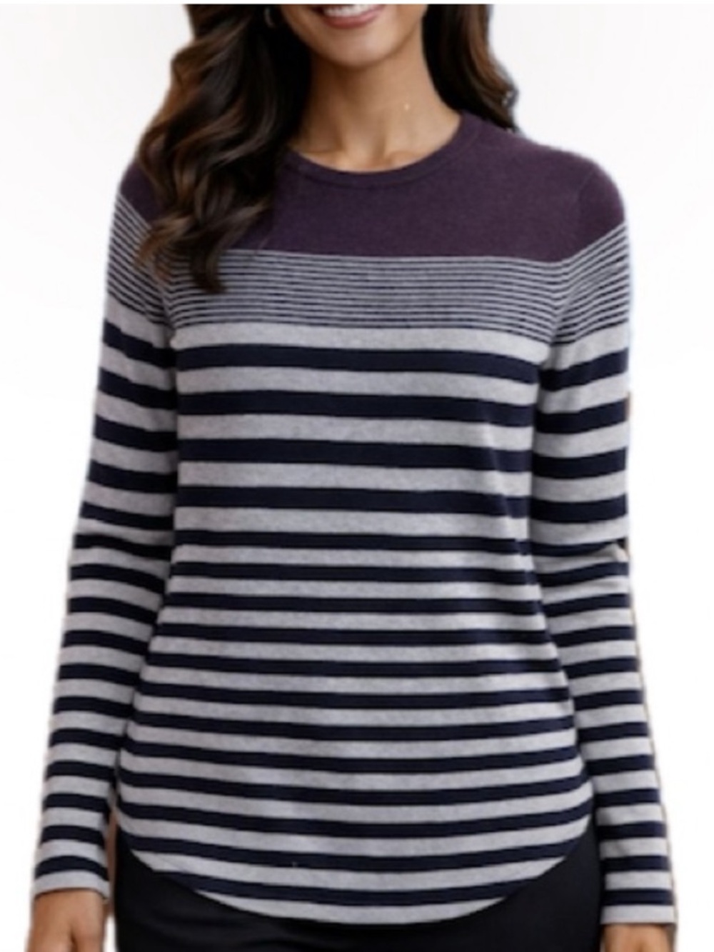 C By Bloomingdales CASHMERE 2 -Ply Striped Sweater long sleeve crewneck size XS